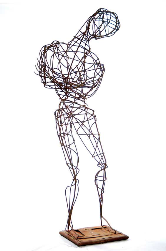 Appraisal: CONTEMPORARY SCULPTURE BY BARRY Contemporary steel metal sculpture entitled Figure