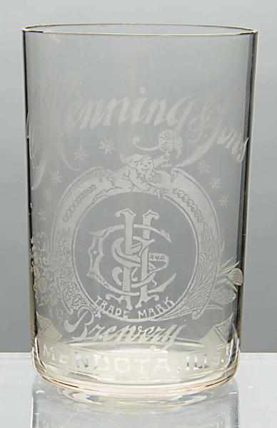 Appraisal: C Henning Sons Acid-Etched Beer Glass Great scene with gnome