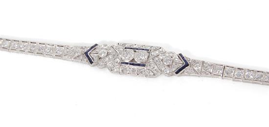 Appraisal: Art Deco platinum and diamond bracelet ctw round diamond color