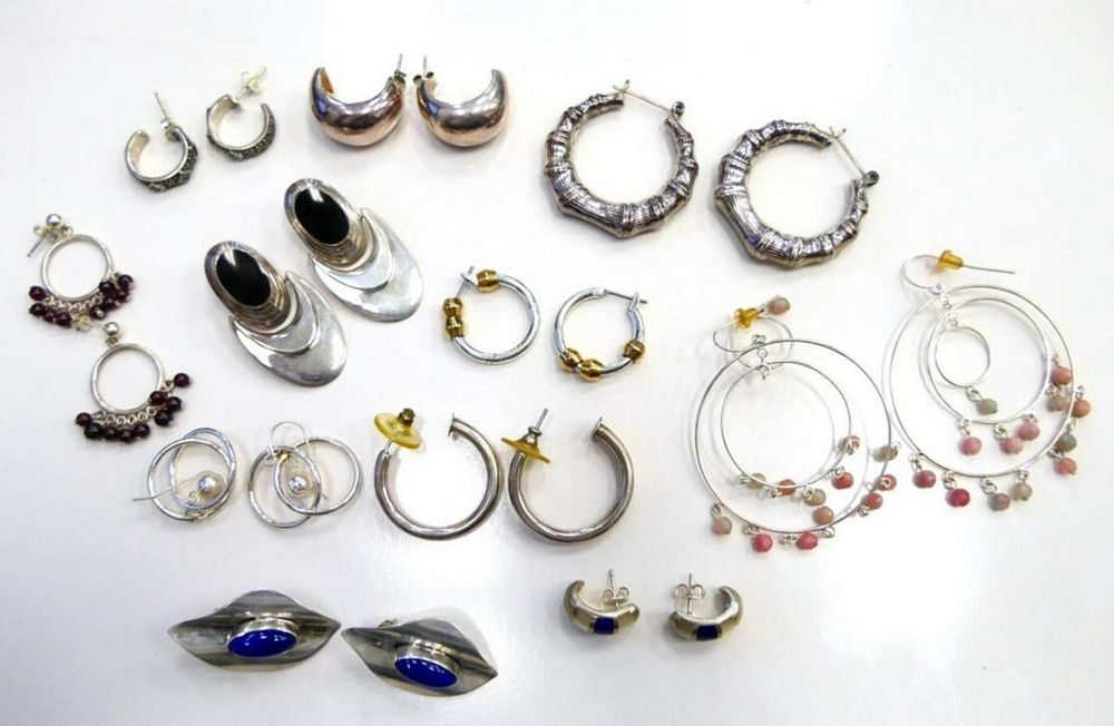 Appraisal: LARGE LOT OF STERLING SILVER EARRINGS LARGE LOT OF STERLING