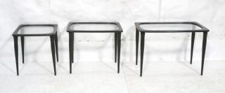 Appraisal: Set of Italian Ebonized Nesting Tables Inset g Set of