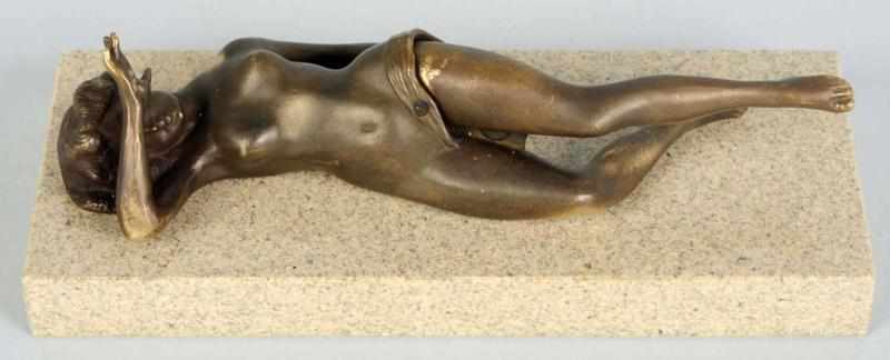 Appraisal: Bronze Nude Woman Figural Cigar Cutter Working With marble base