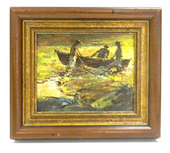 Appraisal: Richard Earl Thompson American - Fishermen Mending Nets oil on