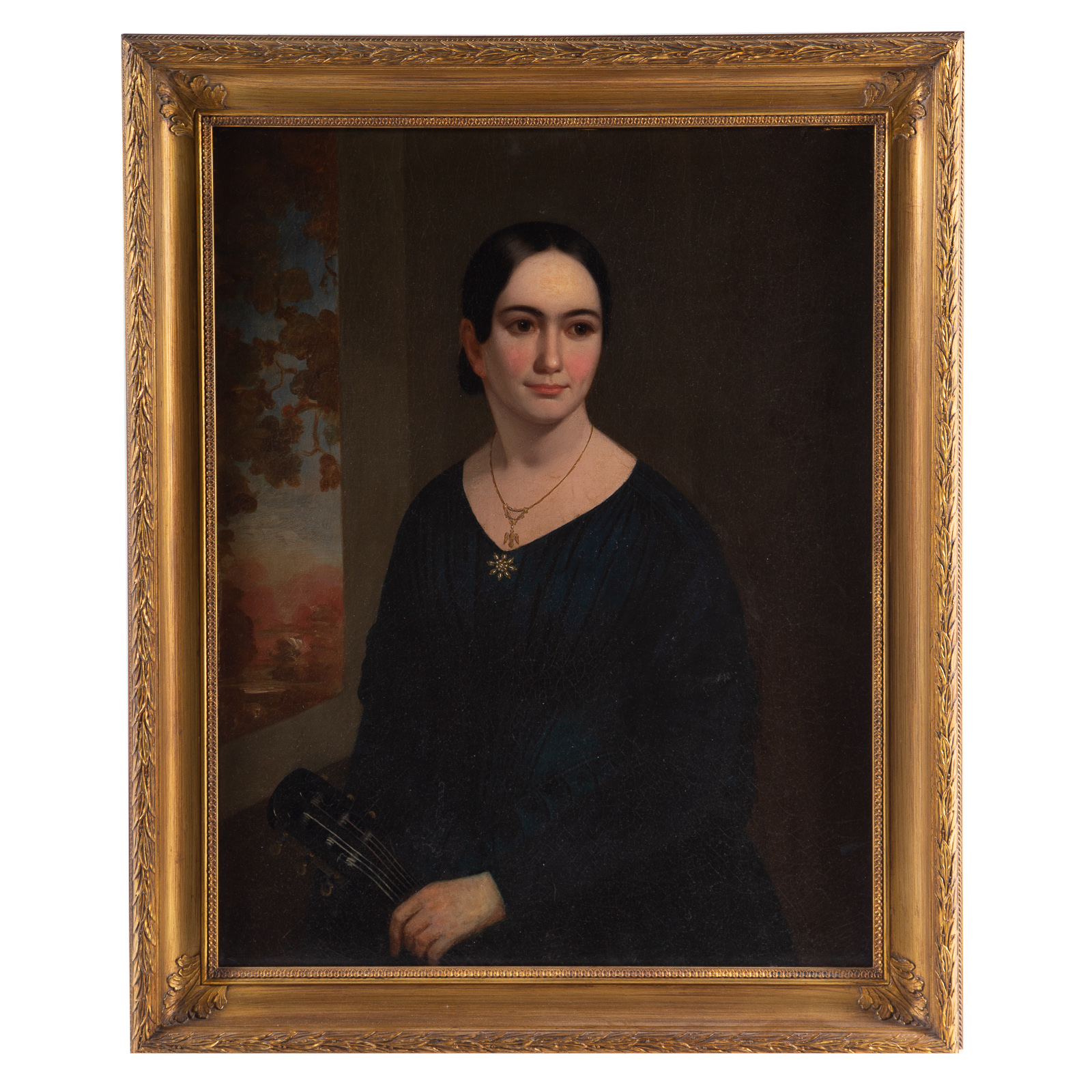 Appraisal: ATTRIBUTED TO JAMES R LAMBDIN PORTRAIT HELEN MOGRIDGE OIL James