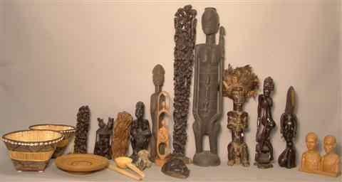 Appraisal: A COLLECTION OF EIGHTEEN AFRICAN HAND MADE ITEMS INCLUDING WOODEN