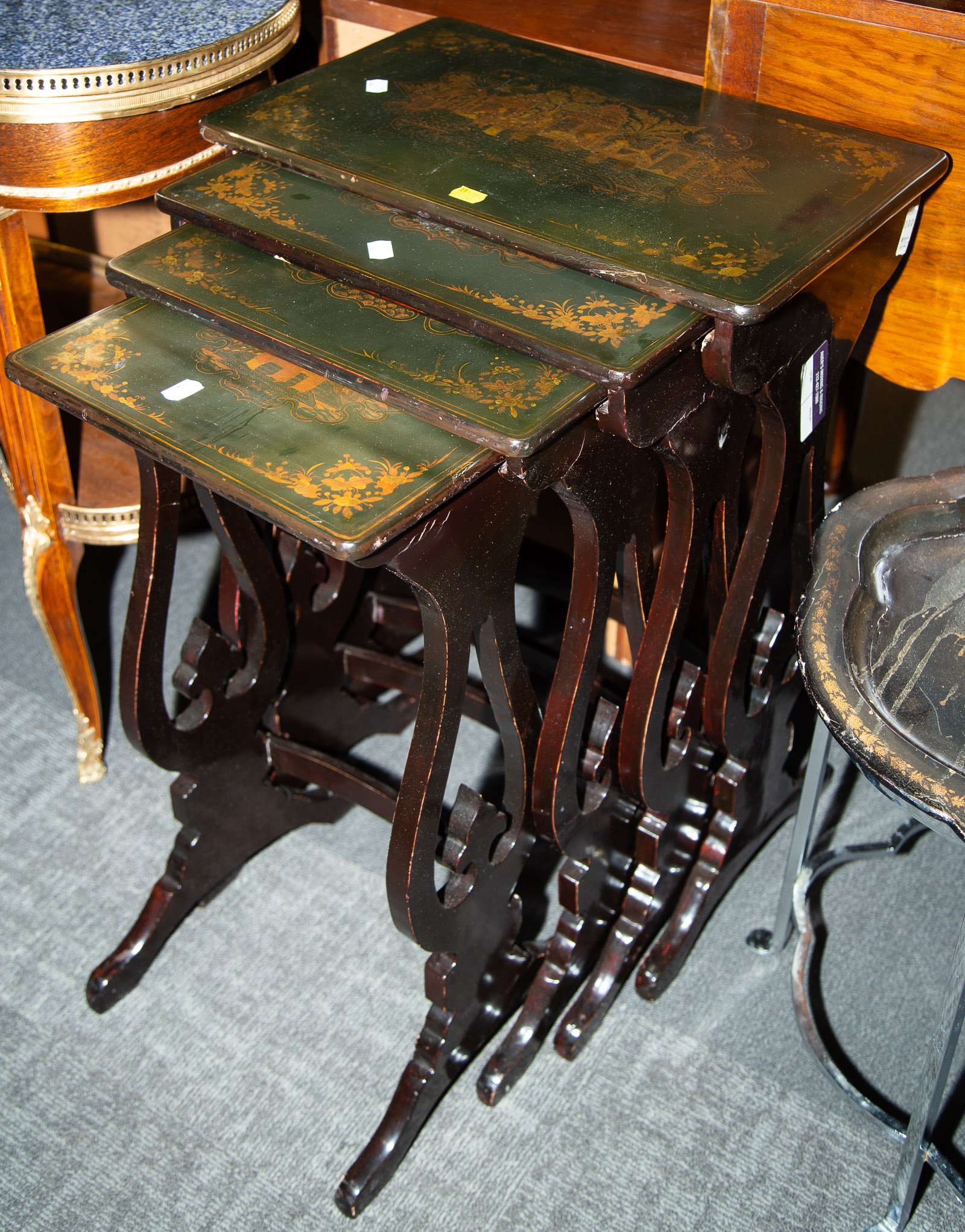 Appraisal: NEST OF FOUR CHINESE OCCASIONAL TABLES th century