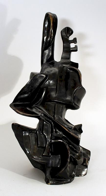 Appraisal: Cubistic bronze sculpture Cubistic bronze sculpture of a violinist bronze