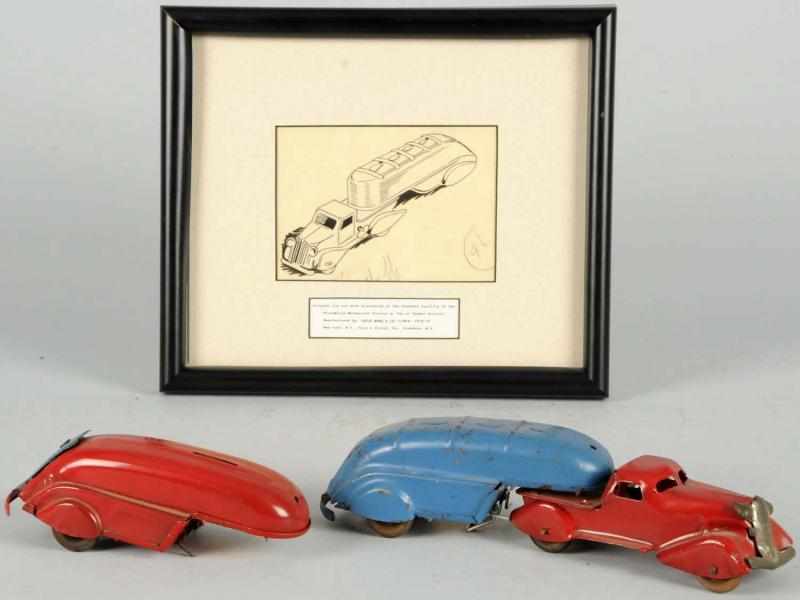 Appraisal: Lot of Marx Auto Wind-Up Toys Original Artwork American Includes