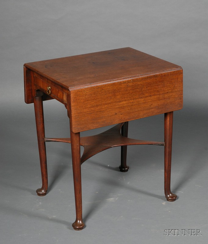 Appraisal: Queen Anne Walnut Diminutive Drop-leaf Table rectangular top with drop-leaves