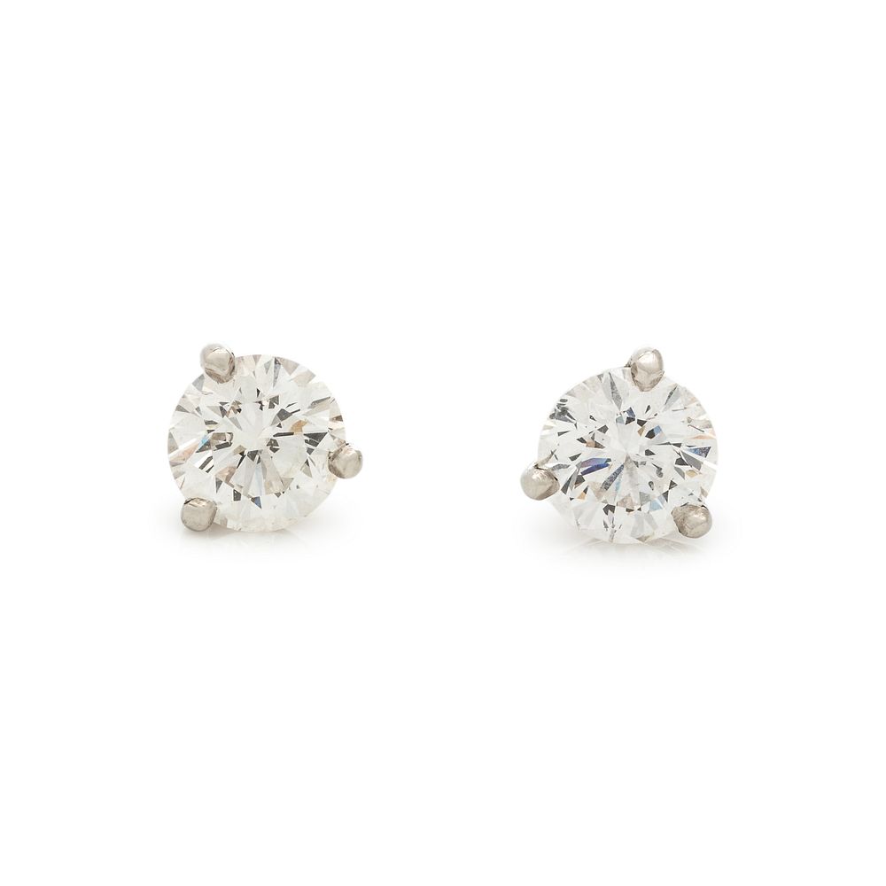 Appraisal: DIAMOND STUD EARRINGS DIAMOND STUD EARRINGS Containing two round brilliant