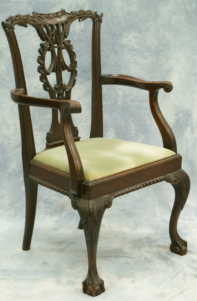 Appraisal: Centennial Chippendale style armchair heavily carved crest and back old