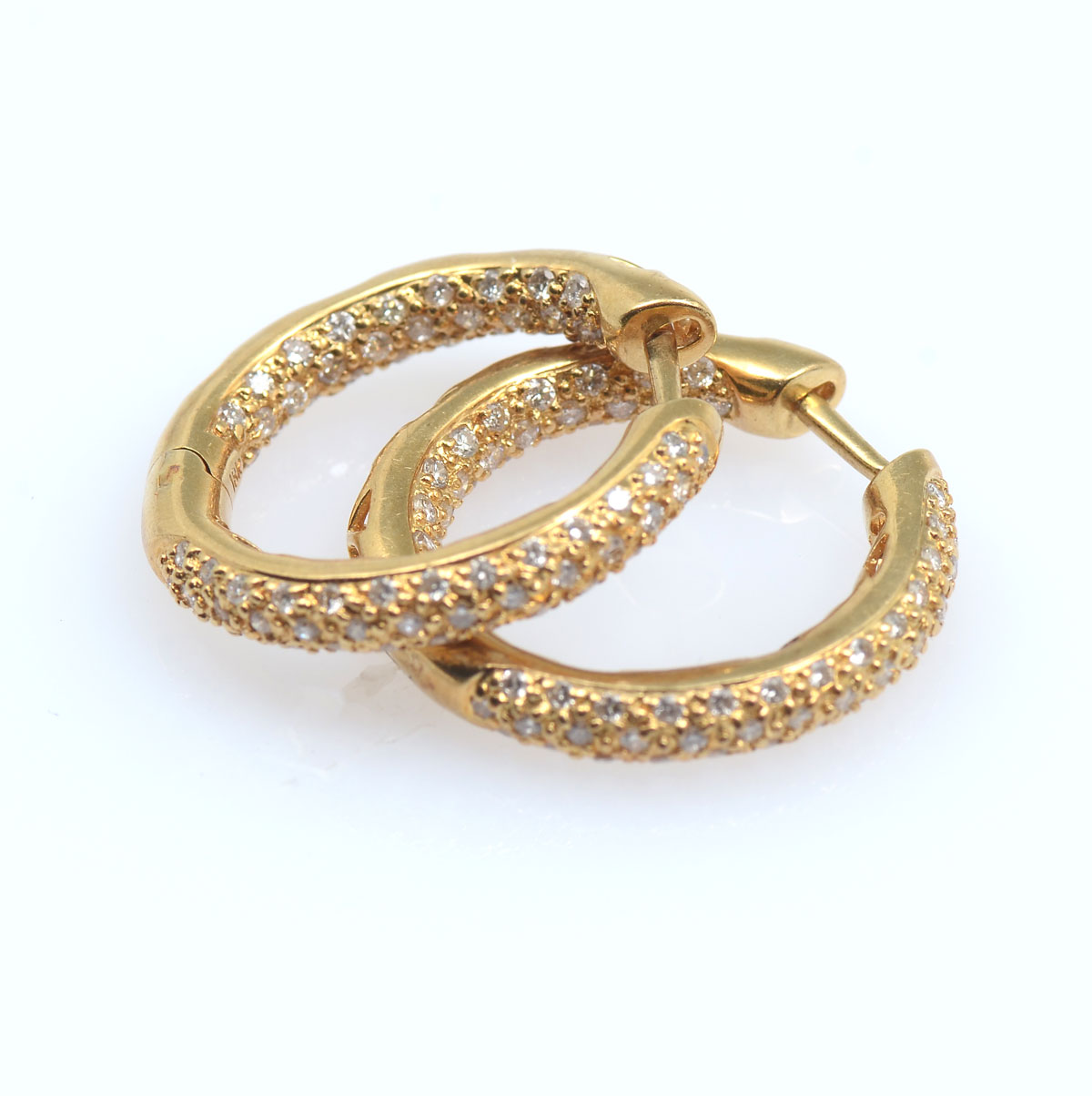 Appraisal: K CTW DIAMOND HOOP EARRINGS K yellow gold hoop earrings