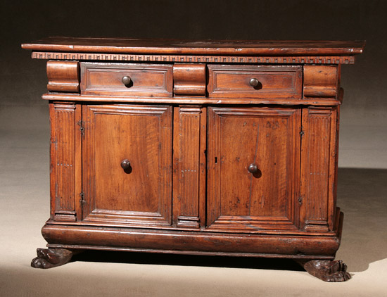 Appraisal: Italian Baroque Walnut Credenza Composed of th Century Elements The