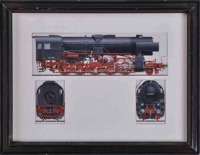 Appraisal: TH C SCHOOL LOCOMOTIVES Watercolor and ink on three sheets