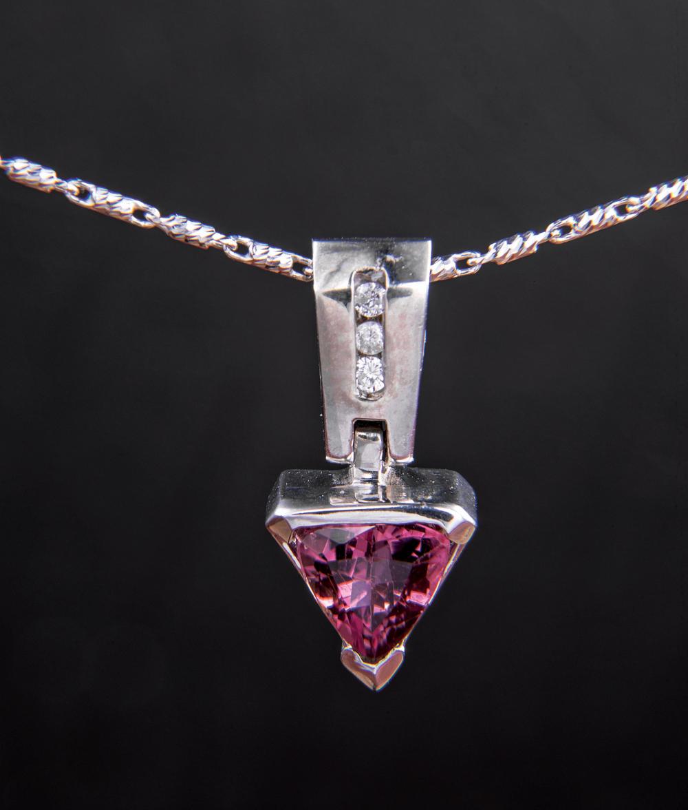 Appraisal: Vintage kt White Gold Pink Tourmaline and Diamond Pendant with