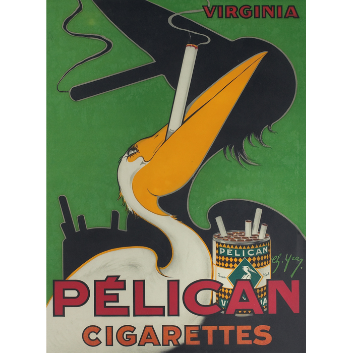 Appraisal: Artist Unknown American th century ''Pelican Cigarettes '' c vintage