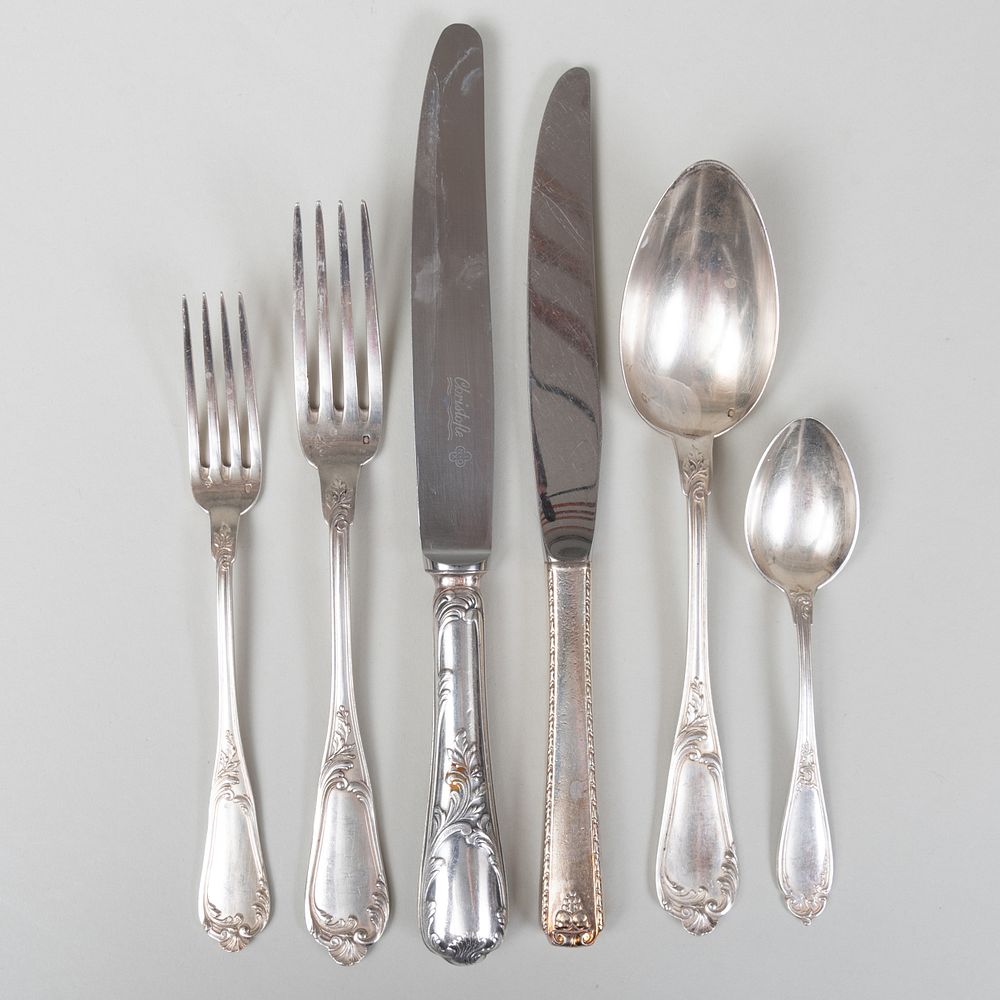 Appraisal: Olier Caron Silver Flatware Service Marked ' ' Comprising Twelve