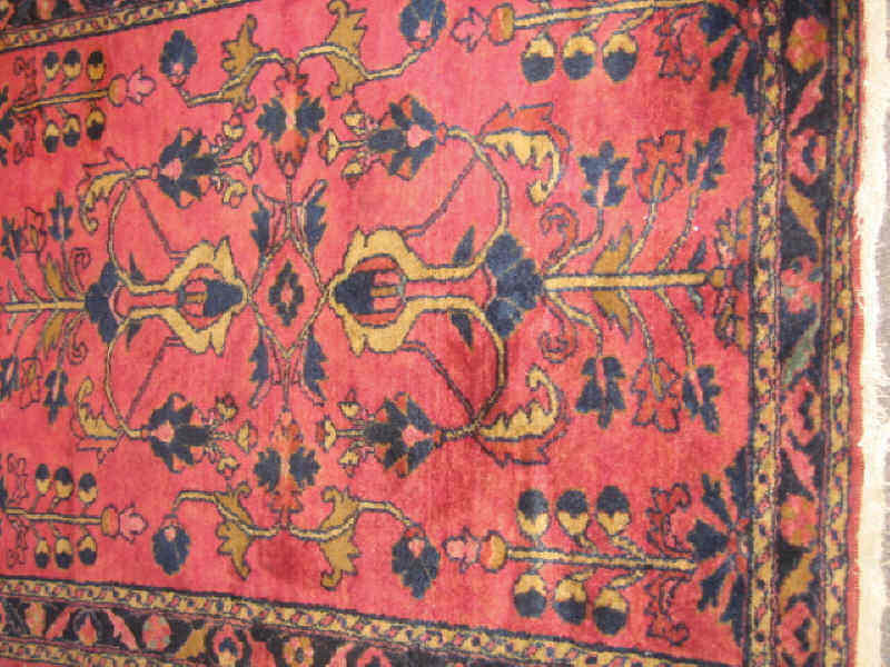 Appraisal: HAMADAN THROW RUG The red field of allover curvilinear floral