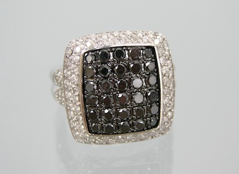 Appraisal: A Contemporary Black and White Diamond Ring k white gold