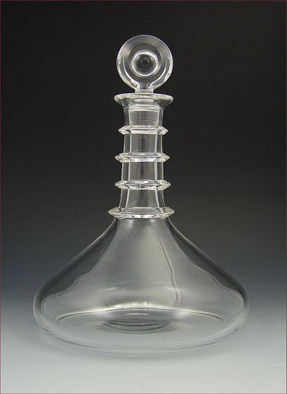 Appraisal: STEUBEN CRYSTAL RING NECK DECANTER Original stopper incised as is