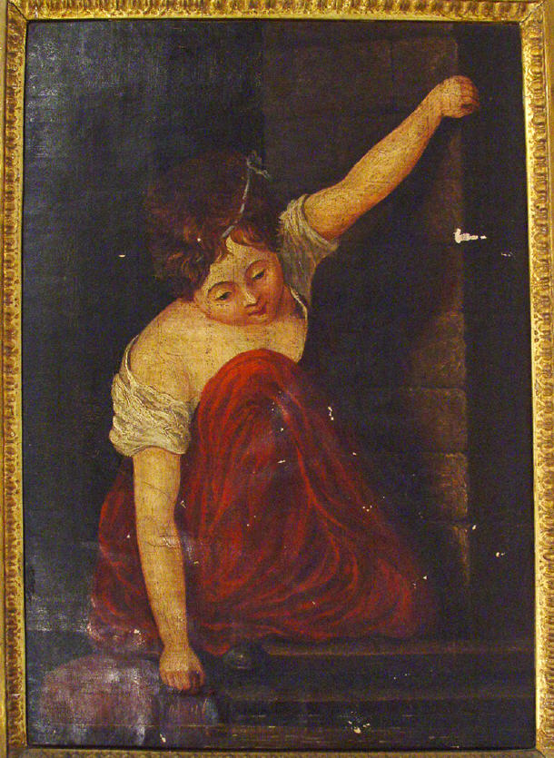 Appraisal: th Century oil onto canvas of a young girl gathering