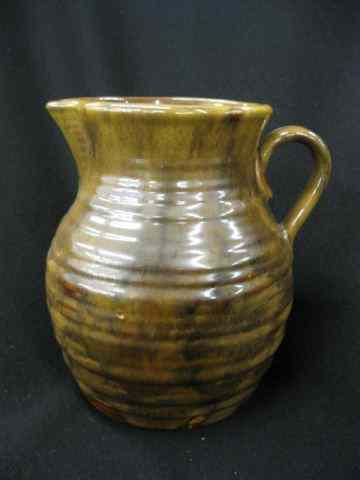 Appraisal: Fulper Pottery Pitcher ribbed chocolate slip glaze Arts Crafts era