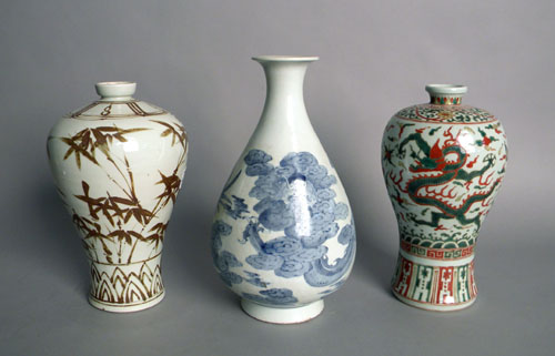 Appraisal: Three Contemporary Chinese porcelain vases h h and h