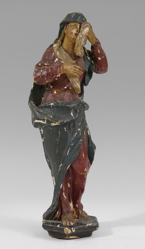 Appraisal: POLYCHROME CARVED FIGURE OF THE VIRGIN MARY Paint decorated figure