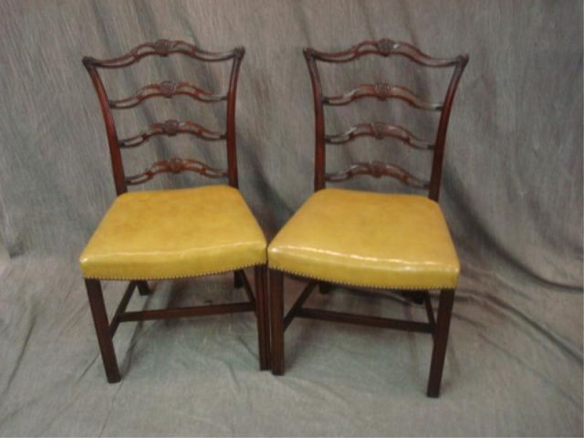 Appraisal: Pair of mahogany Chippendale style ribbon back chairs