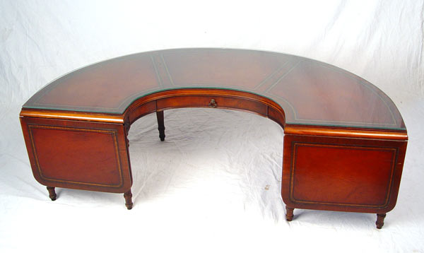 Appraisal: MAHOGANY HALF MOON COFFEE TABLE Drop leaf extensions on front