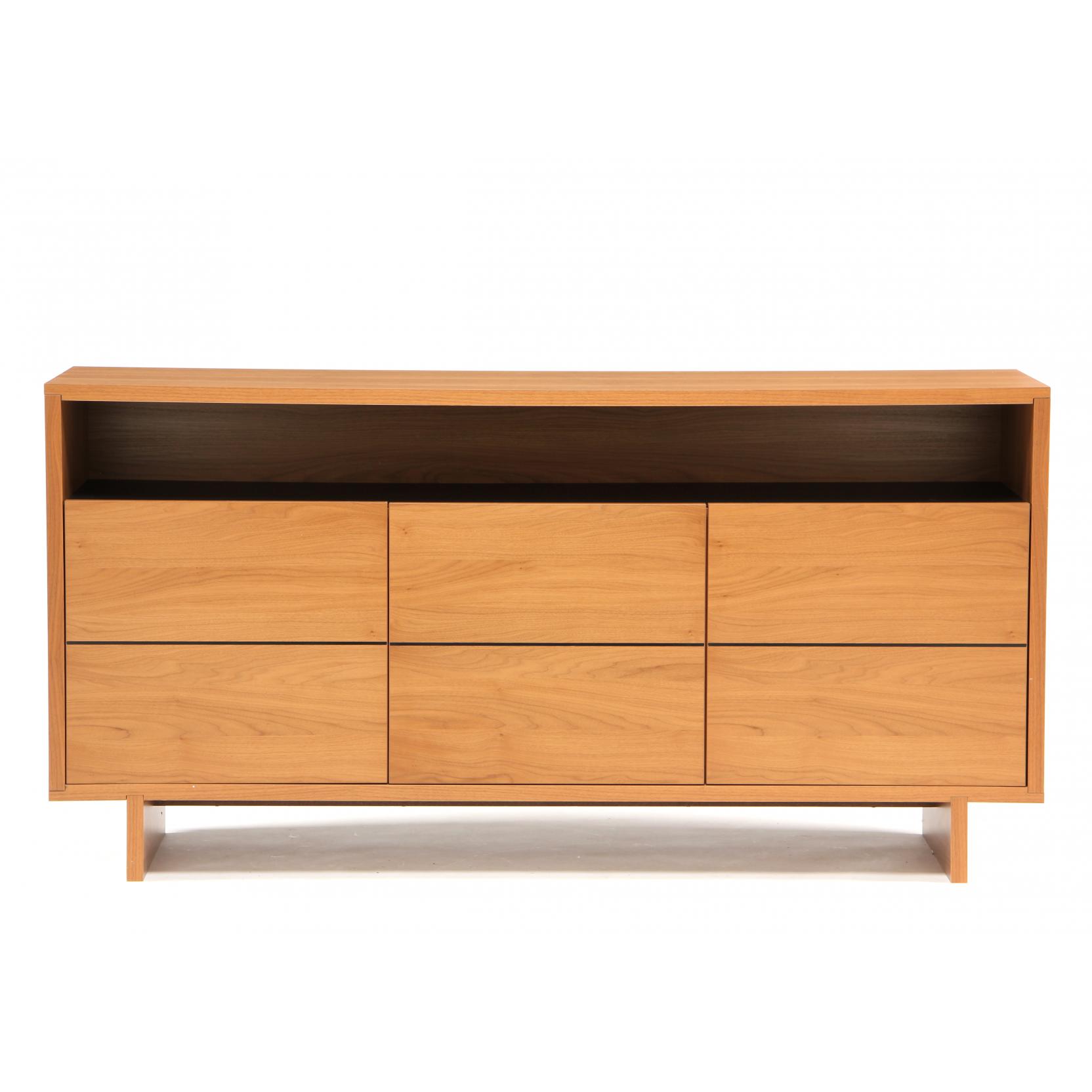 Appraisal: ALF Italia Sideboard late th century walnut veneer case upper