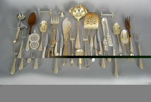 Appraisal: Group of silver plated flatware and sewing utensils