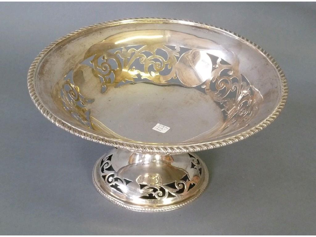 Appraisal: EARLY TWENTIETH CENTURY SILVER PEDESTAL BOWL pierced and with gadrooned