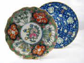 Appraisal: Two Oriental plates in overglaze enamels one lotus shape with