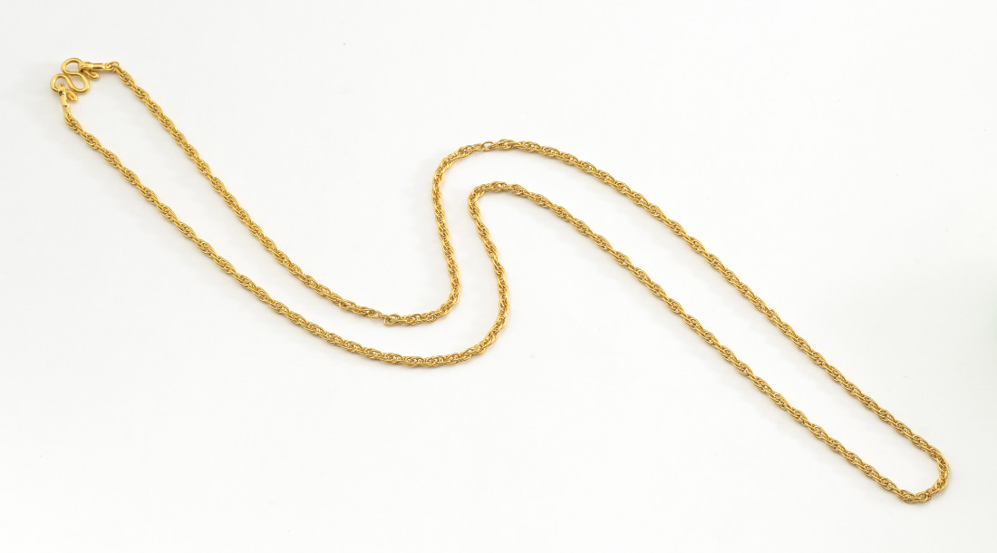 Appraisal: K GOLD HANDMADE ROPE CHAIN NECKLACE Silky smooth rope chain