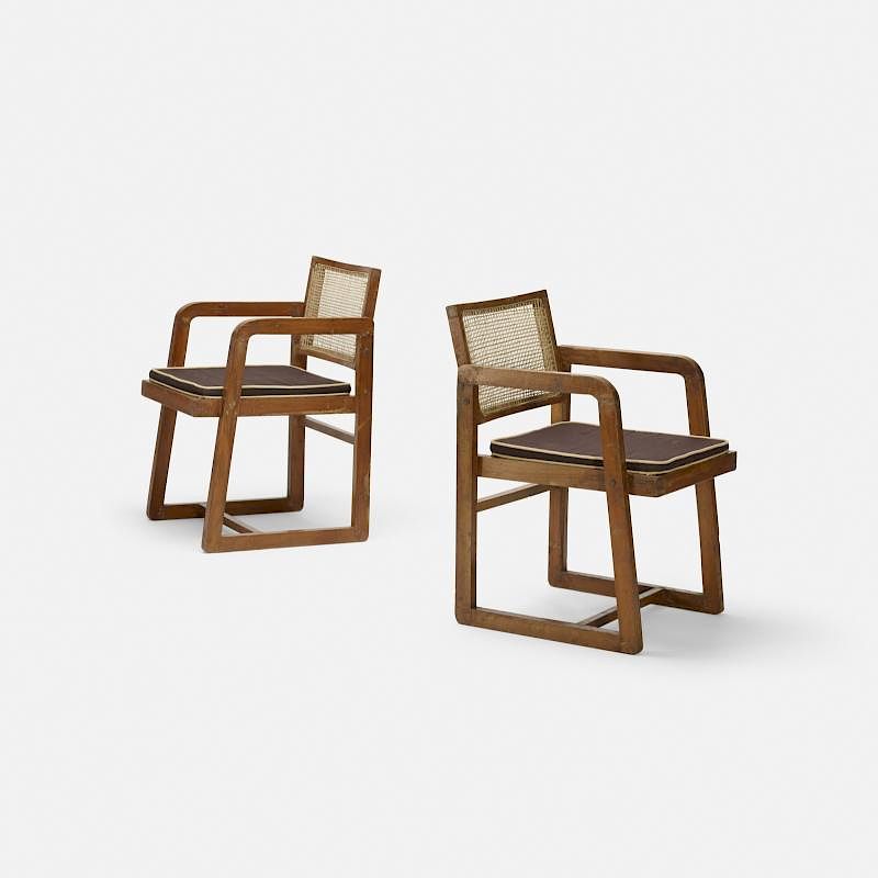 Appraisal: Pierre Jeanneret armchairs from Chandigarh pair Pierre Jeanneret armchairs from