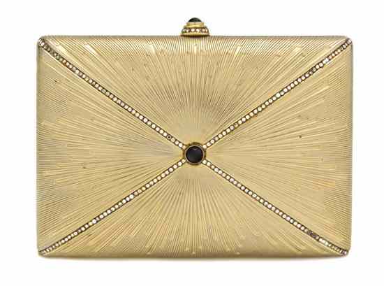 Appraisal: A Judith Leiber Goldtone and Crystal Hardsided Evening Bag Stamped