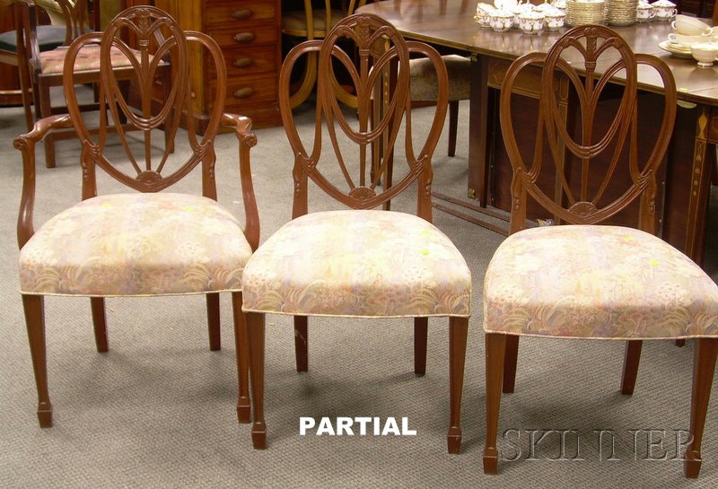 Appraisal: Set of Six Regency-style Upholstered Carved Mahogany Dining Chairs four