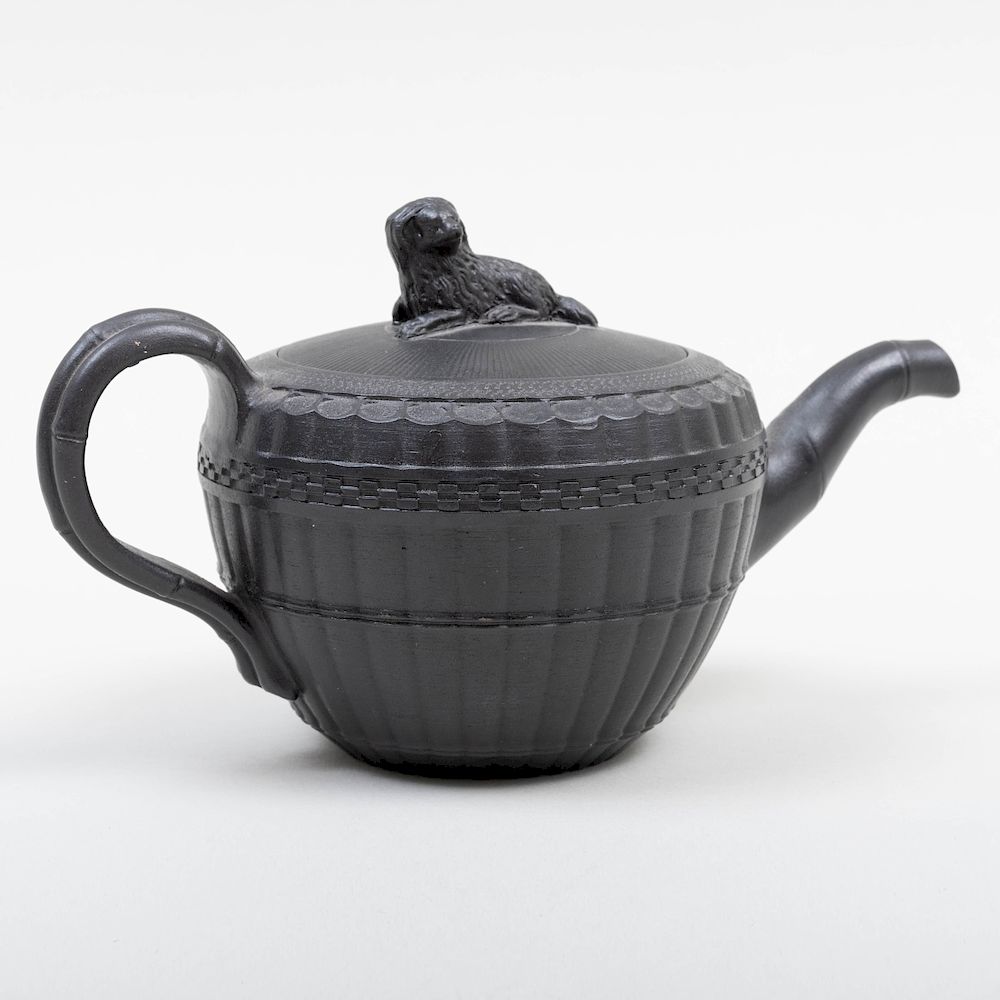 Appraisal: Wedgwood Black Basalt Teapot and Cover Impressed lowercase mark molded