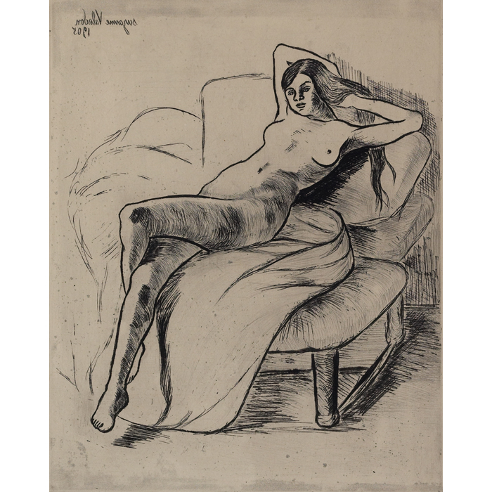 Appraisal: Suzanne Valadon French - Catherine Reclining etching x pencil signed