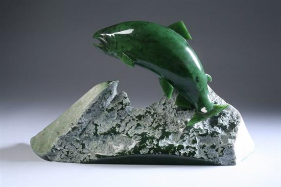 Appraisal: LYLE SOPEL Canadian th century Salmon Nephrite jade signed Sopel