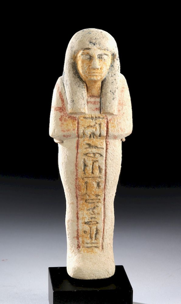 Appraisal: Rare Egyptian Polychrome Limestone Ushabti Ancient Egypt New Kingdom Ramesside