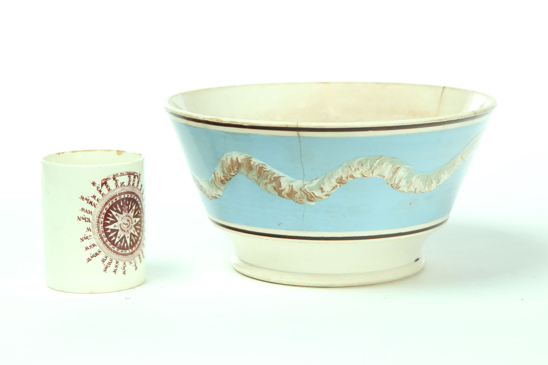 Appraisal: MOCHA BOWL AND SOFTPASTE MUG England st quarter- th century