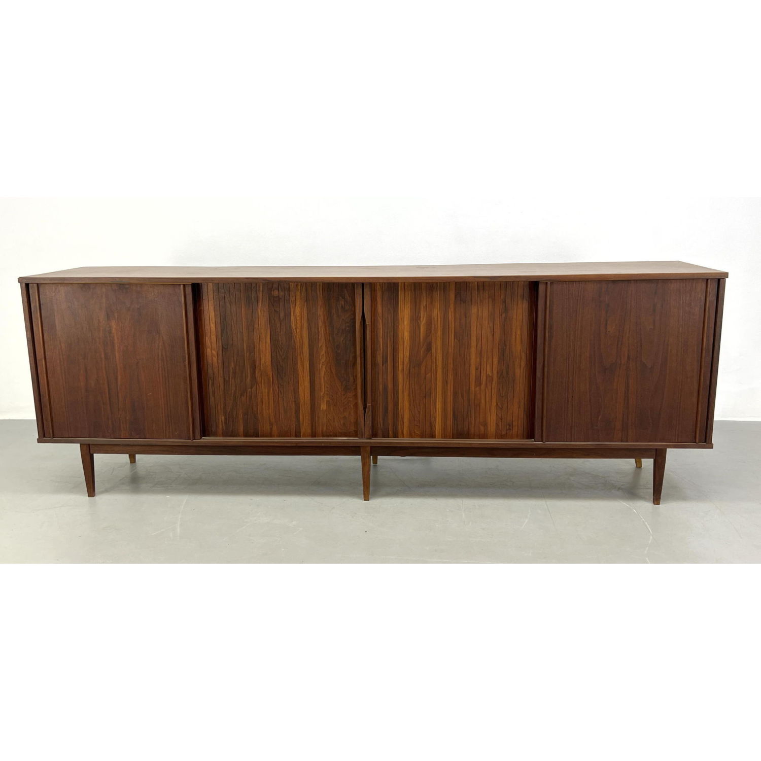 Appraisal: Modernist Walnut Credenza Stereo Cabinet GARRARD Turntable LAFAYETTE Receiver LA-