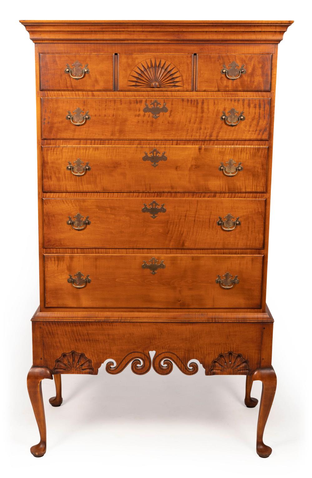 Appraisal: ELDRED WHEELER DUNLAP-STYLE CHEST-ON-FRAME MASSACHUSETTS TH CENTURY HEIGHT WIDTH DEPTH