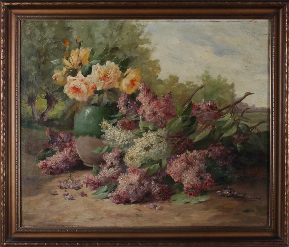 Appraisal: CH TEUIDRAK OIL ON CANVAS floral still-life with lilacs and