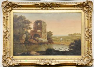 Appraisal: Attributed to Richard Wilson - oil on canvas Idyllic Landscape