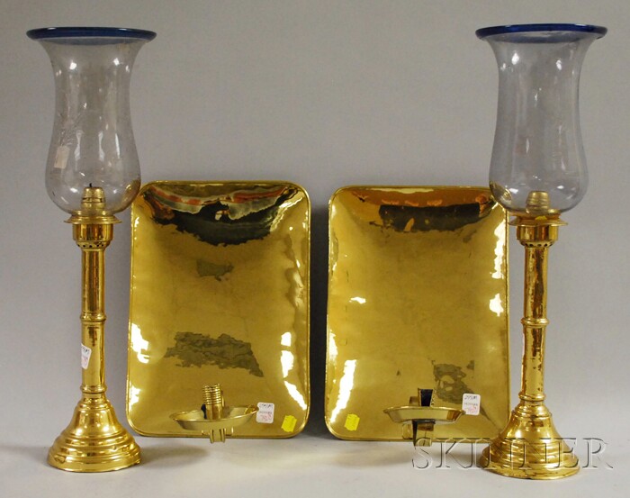 Appraisal: Pair of Brass Candle Wall Sconces and a Pair of