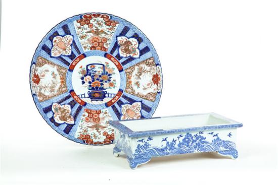 Appraisal: CHARGER AND JARDINIERE Asian th century Large Imari charger with