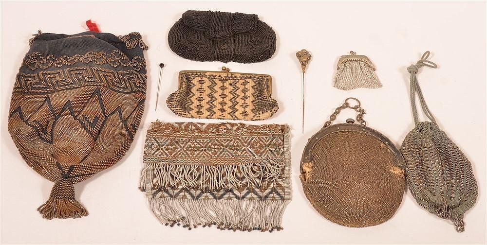 Appraisal: Six Various Early th Century Beaded Purses Six Various Early